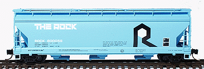 ACF 3-Bay Center Flow Covered Hopper w/Elongated Hatches -- Rock Island #80056 (blue w/white & black lettering)