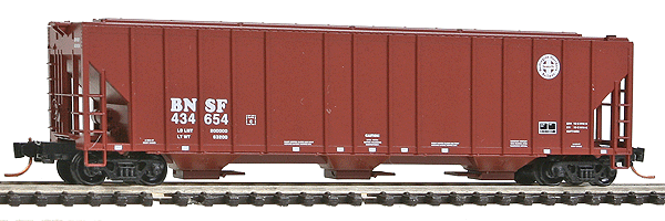 Evans 100-Ton 3-Bay Covered Hopper - Ready to Run -- Burlington Northern Santa Fe #434654 (Boxcar Red, Small Clrcle/Cross Logo)