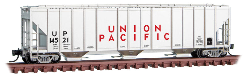 Evans 100-Ton 3-Bay Covered Hopper - Ready to Run -- Union Pacific 14521 (silver, black, red)
