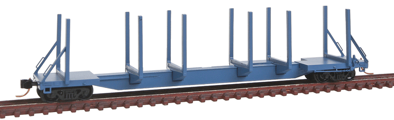 Evans 65' 100-Ton Log Car 4-Pack - Ready to Run -- Painted, Unlettered (blue)