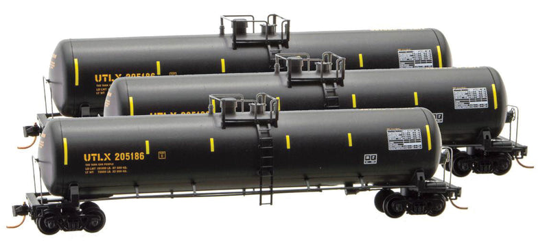 56' General Service Tank Car 3-Car Runner Pack - Ready to Run -- Union Tank Car Co. UTLX #41010, 41013, 41058 (black, yellow)
