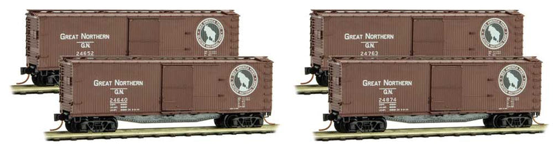 40' Double-Sheathed Single-Door Wood Boxcar - Ready to Run -- Great Northern 24640, 24652, 24763, 24874 (Boxcar Red, America First Rocky L