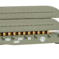 US Army Pontoon Bridge Flatcar Set - Ready to Run -- 6 Cars w/Pontoon Loads & 2 Cars w/Bridge Deck Loads (green)
