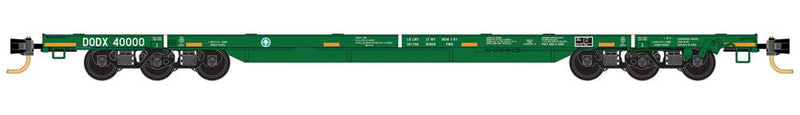 6-Axle 68' Flatcar 6-Pack - Ready to Run -- US Department of Defense 40xxx Series (green, 3 different lettering schemes)
