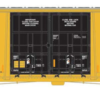 60' Rib-Side, Double-Plug-Door High-Cube Boxcar 3-Pack - Ready to Run -- Railbox TBOX 665118, 665138, 665141 (yellow, black, black TTX Logo)