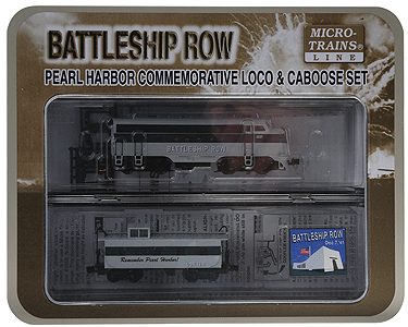 WWII US Navy Pearl Harbor Battleship Row Commemorative Set -- Powered F Unit Diesel & Caboose (Matches Cars in 99321060, Sold Separately)