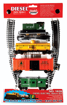 Diesel Train Set - Standard DC -- Burlington Northern Plymouth Switcher, 2 Cars, Caboose, Track & Power Pack