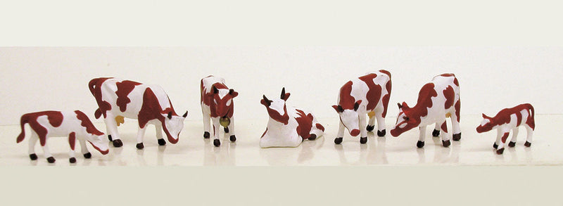Cows & Calves (brown, white) -- pkg(6)
