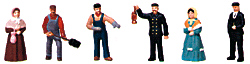 Painted Figure Set -- Steam-Era People pkg(6)
