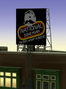 National Bohemian (Natty Boh) Beer Animated Rooftop Billboard -- Small for N & Z Scales Lattice Support Size: 1 x 1-3/8" 2.5 x 3.4cm