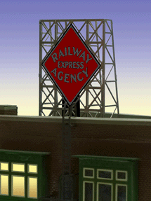 Railway Express Agency Animated Rooftop Billboard -- Small for N & Z Scales Lattice Support Size: 1 x 1-3/8" 2.5 x 3.4cm