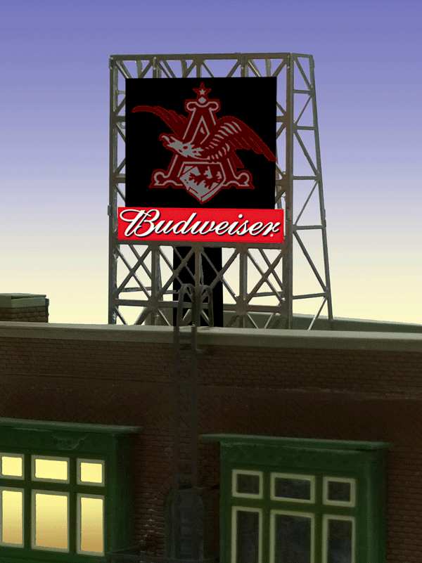 Eagle Animated Neon Rooftop Billboard -- For N & Z Scales 7/8 x 7/8" 2.2 x 2.2cm