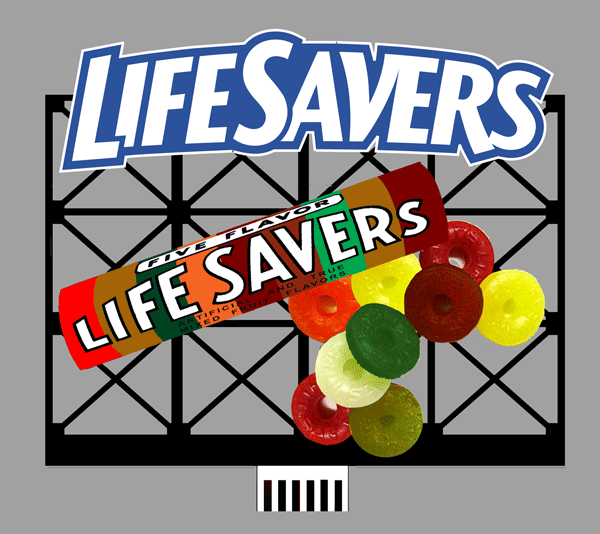 Life Savers Animated Neon Billboard - Light Works USA(TM) -- Small for N/HO Scales 2-1/8 x 1-7/8" 5.3 x 4.8cm