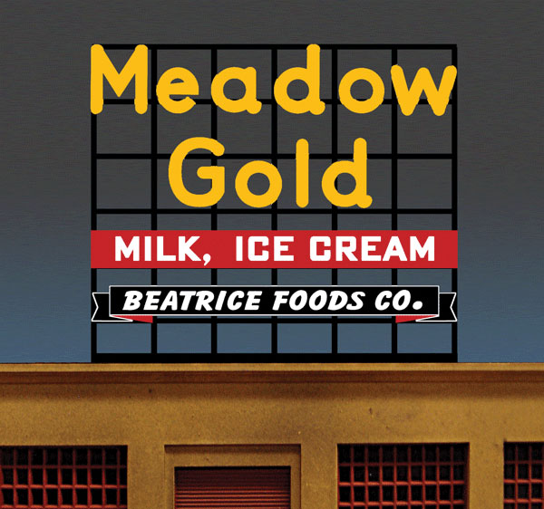 Meadow Gold Animated Rooftop Billboard - Light Works USA -- Small for HO & N Scales 1-7/8 x 2-1/4" 4.8 x 5.7cm-2