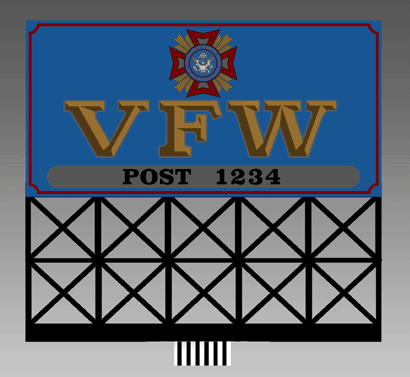 VFW Animated Neon Billboard - Light Works USA(TM) -- Large for HO/O 4 x 4-3/8" 10.2 x 11.2cm
