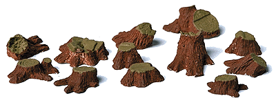 Tree Stumps (One-Piece, Painted Plaster Castings) -- Assorted Sizes
