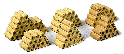 Stacked Drainage Tile - One-Piece Painted Plaster Castings pkg(6) -- Yellow