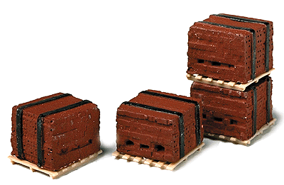 Banded Bricks on Pallets pkg(4) -- Red