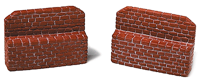 Stone Bridge Abutment Set (One-Piece, Painted Plaster Casting) -- Red-1