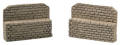 Stone Bridge Abutment Set (One-Piece, Painted Plaster Casting) -- Gray