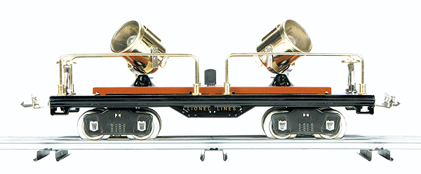 Tinplate Standard Gauge Floodlight Car -- No.520 (Terra Cotta, Brass Trim)