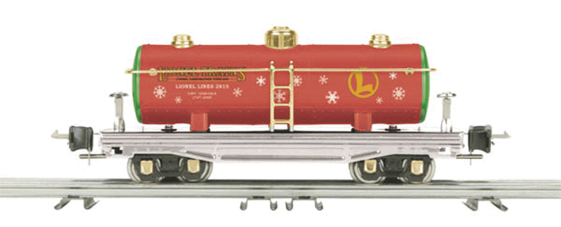 Lionel Corp. #2815 Tank Car (Oil Car) - 3-Rail - Ready to Run -- Christmas (red, green, brass, silver)