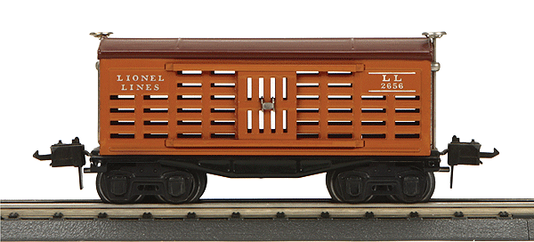Lionel Corp. No. 2656 Stock Car - 3-Rail - Ready to Run -- Lionel Lines #2656 (burnt orange, Tuscan)