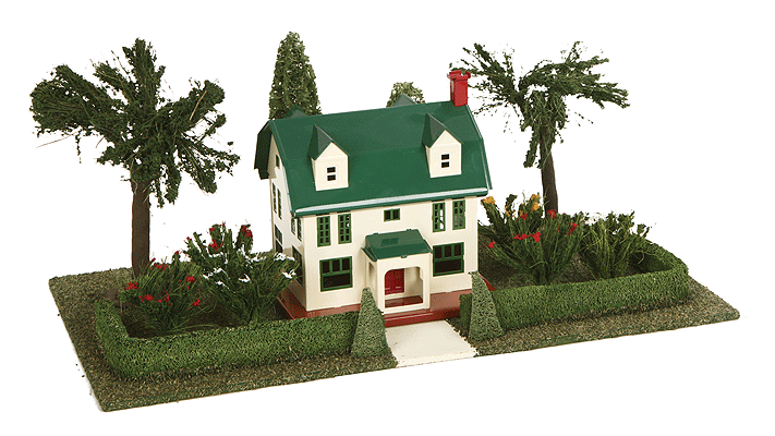 Lionel Corp. #912 Suburban Home Plot w/No. 189 Villa & Light - Assembled -- Ivory, Peacock 16 x 8-1/2 x 7" 40.6 x 21.6 x 17.8cm-1