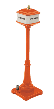 Lionel Corp. #57 Corner Street Lamp/Sign - Operating -- Intersection of 21st St. & Fifth Ave. (orange) 7-1/2" 19.1cm Tall