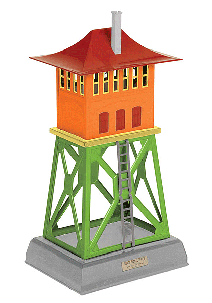 Lionel Corp. #438 Signal (Interlocking) Tower w/Light - Assembled -- Orange, Green 6 x 4-3/4 x 12" 15.2 x 12.1 x 30.5cm