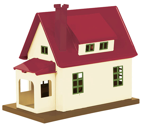 Lionel Corp. #1184 Bungalow w/Light - Assembled -- White, Maroon 8 x 4-5/8 x 6-3/8" 20.3 x 11.8 x 16.2cm-1