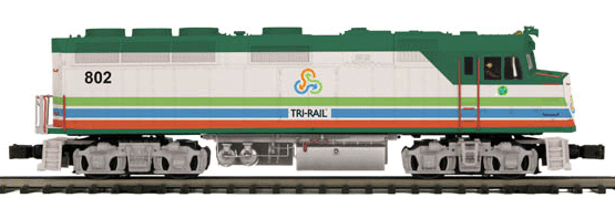 Premier Diesel EMD F40PH w/Proto-Sound 2.0, DCS(TM) & Smoke -- Hi-Rail Wheels Tri-Rail (Florida) (white, green, blue, orange)