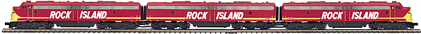 RailKing(R) Premier Diesel EMD E8 A-B-A Set w/Proto-Sound 3.0 & DCS - 3-Rail -- Rock Island #661, 614, 660 (red, yellow, Billboard Lettering)