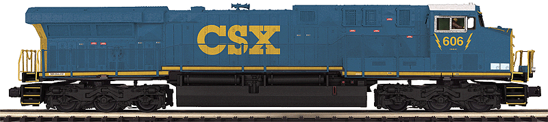 GE AC6000CW w/Proto-Sound 3.0 & Hi-Rail Wheels - 3-Rail - Premier(R) -- CSX (Dark Future, blue, yellow)