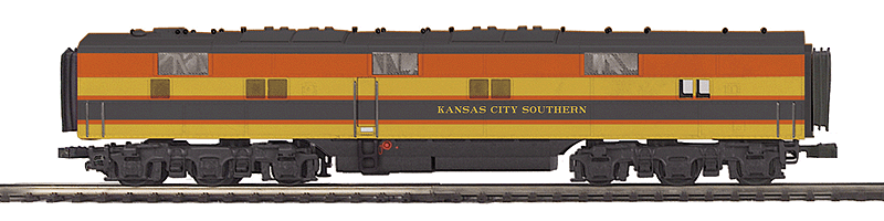 EMD E6B - Non-Powered - Hi-Rail Wheels - 3-Rail - Premier(R) -- Kansas City Southern #24, 25, 250B (Southern Belle, red, black, yellow)
