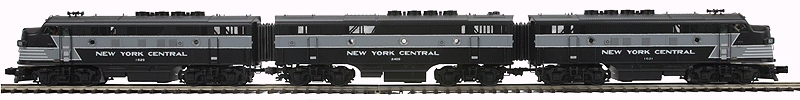 EMD F3 ABA Set w/Proto-Sound 3.0 & Scale Wheels - 3-Rail - Premier(R) -- New York Central #1621, 2409, 1629 (Lightning Stripe, black, gray)