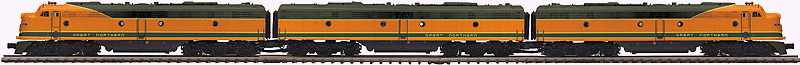 EMD E8 ABA Set w/Proto-Sound 3.0 & Hi-Rail Wheels - 3-Rail - Premier(R) -- Great Northern #504, 504B, 512 (Omaha Orange, Pullman Green)