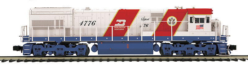 GE U30C w/Proto-Sound 3.0 - 3-Rail - Premier(R) -- Burlington Northern #1776 (Bicentennial, white, red, blue)