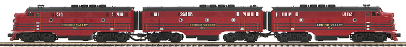 EMD F3 A-B-A Set - 3-Rail w/Proto-Sound 3.0, DCS, Hi-Rail Wheels - Premier(R -- Lehigh Valley
