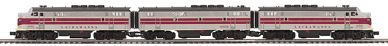 EMD F3 A-B-A Set - 3-Rail w/Proto-Sound 3.0, DCS, Hi-Rail Wheels - Premier(R -- Delaware, Lackawanna & Western
