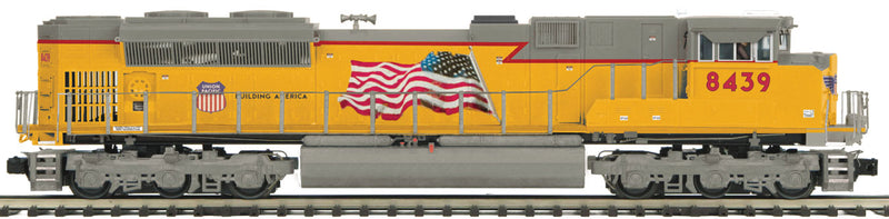 EMD SD70ACe - 3-Rail w/Proto-Sound 3.0 & Hi-Rail Wheels - Premier(R) -- Union Pacific #8439 (Armour Yellow, gray, red, US Flag & Building America Lo