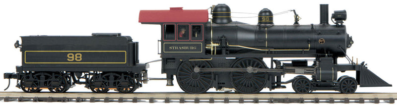 4-4-0 American - 3-Rail w/Proto-Sound 3.0 & Hi-Rail Wheels - Premier(R) -- Strasburg Rail Road #98 (black, Tuscan)