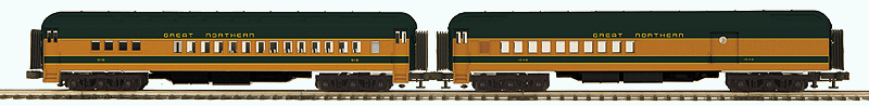 Madison Heavyweight Combine/Diner Set - 3-Rail - Ready to Run - Premier(R) -- Great Northern #518, 1046 New York (Pullman Green, Omaha Orange)