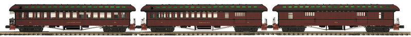 64' Wood Passenger Add-On 3-Car Set - 3-Rail - Ready to Run - Premier(R) -- Strasburg Rail Road (Tuscan, green)