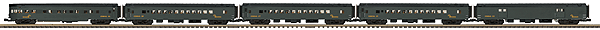 Premier 5-Car 70' ABS Smooth-Side Passenger Set -- Conrail (Business Train; Pullman Green) - Baggage, 3 Coaches & Observation