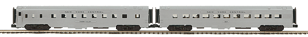 Premier Streamlined 2-Car 70' ABS Sleeper/Diner Set Ribbed Side -- New York Central (silver)