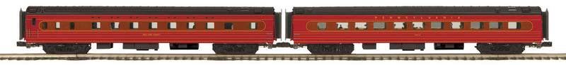 70' ABS Smooth-Side Sleeper/Diner Set - 3-Rail - Ready to Run - Premier(R) -- Pennsylvania Railroad (Fleet of Modernism, Tuscan, brown, yellow)