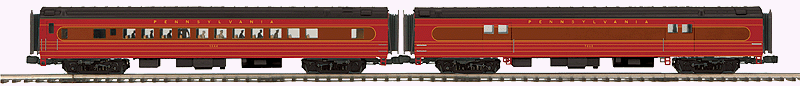 70' Smooth-Side ABS Baggage/Coach Set - 3-Rail - Ready to Run - Premier(R) -- Pennsylvania Railroad (Fleet of Modernism, Tuscan, red)