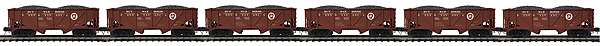 Premier 34' 2-Bay Composite Hopper w/Coal Load 6-Pack - 3-Rail - Ready to Run -- Pennsylvania Railroad #2 (Tuscan, Circle Keystone, Buy War Bonds Slogan)