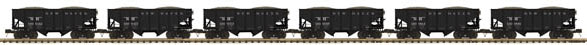 Premier Fishbelly 2-Bay Hopper 6-Pack - 3-Rail - Ready to Run -- New Haven #116042, 116045, 116053, 116059, 116064, 116066 (black)